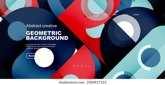 Simple circles and round elements pattern. Minimalist design geometric landing page. Creative concept for business, technology, science or print design