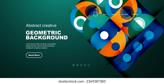 Simple circles and round elements pattern. Minimalist design geometric landing page. Creative concept for business, technology, science or print design
