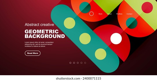 Simple circles and round elements pattern. Minimalist design geometric landing page. Creative concept for business, technology, science or print design