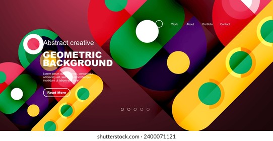 Simple circles and round elements pattern. Minimalist design geometric landing page. Creative concept for business, technology, science or print design
