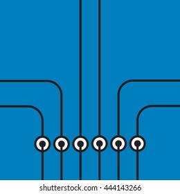 Simple circuit board with wires connection vector background.