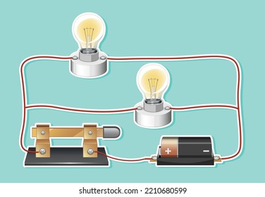 Simple circuit with two light bulbs illustration