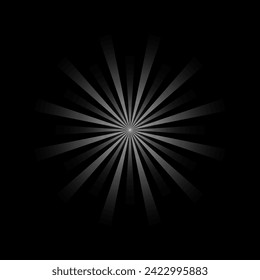 Simple Circular Cartoon Light Burst Sun Flare For Texture Overlay Effect Vector Isolated Clipart With Black Background