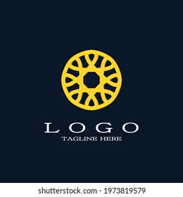 Simple circular or circle ornament logo. Elegant design for your company with gold or orange color.