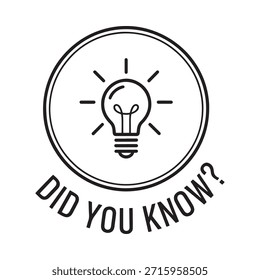 A simple circular design featuring a lightbulb and a question mark