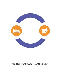 Simple circular icons isolated on white background.  Depicts sleep and water, symbolizing health and wellness. Ideal for websites, apps, and presentations.