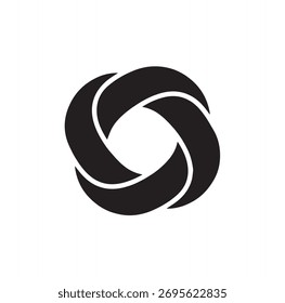 Simple circular knot abstract organic swirl silhouette vector illustration minimalist logo element design.