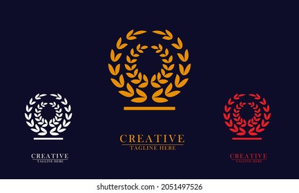 simple circular leaf, great for plant logo icons, inside, company, packaging. vector concept flat abstract design.