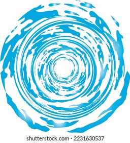 Simple circular light blue frame like water ripples drawn with a paintbrush