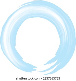 Simple circular light blue frame like water ripples drawn with a paintbrush