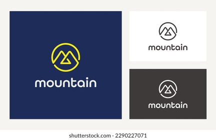 Simple Circular Line Mountain  Logo design