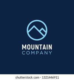 Simple Circular Line Mountain Peak Mount Letter M Logo design