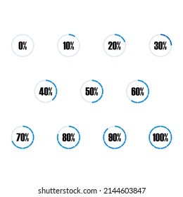 Simple circular loading scale with percentage number bundle vector graphics