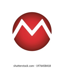 Simple circular logo with the letter M in the center in bright red