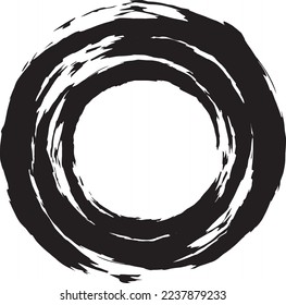 A simple circular monochrome frame that looks like it was drawn with a paintbrush 