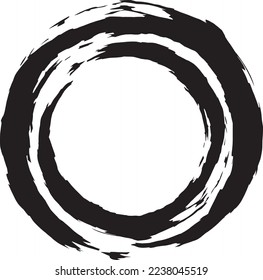 A simple circular monochrome frame that looks like it was drawn with a paintbrush 