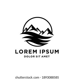 Simple Circular Mountain And Sea Logo Design Inspiration