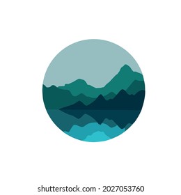 Simple Circular Mountain And Sea Logo Design Inspiration