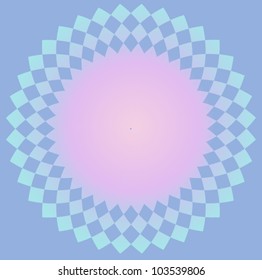 Simple, circular pattern in blue and pink