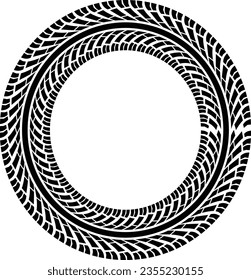 Un simple icono circular de marca de rodadura de neumáticos en negro - ideal para logotipos de la industria del automóvil