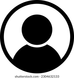 Simple circular user, person shape icon (black)