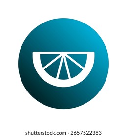Simple citrus fruit icon in a vibrant blue circle representing freshness and healthy eating habits minimal illustration