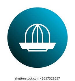 Design simples de ícone citrus reamer com fundo de gradiente azul vibrante para ilustração do produto e demonstração de uso