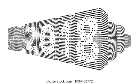 Simple City 2018 Year Illustration On White Background. EPS10 Vector