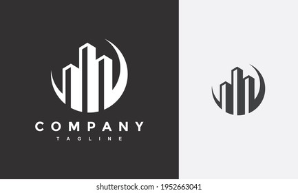 logotipo del círculo de construcción de ciudades simple	