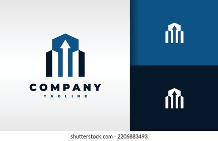simple city building up logo