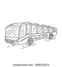 Simple City Bus Outline For Coloring Book Vector Illustration.