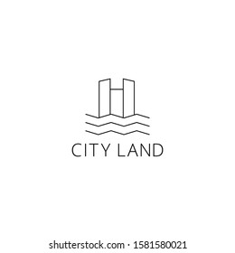 simple city land logo vector concept with out line, and minimalist styles