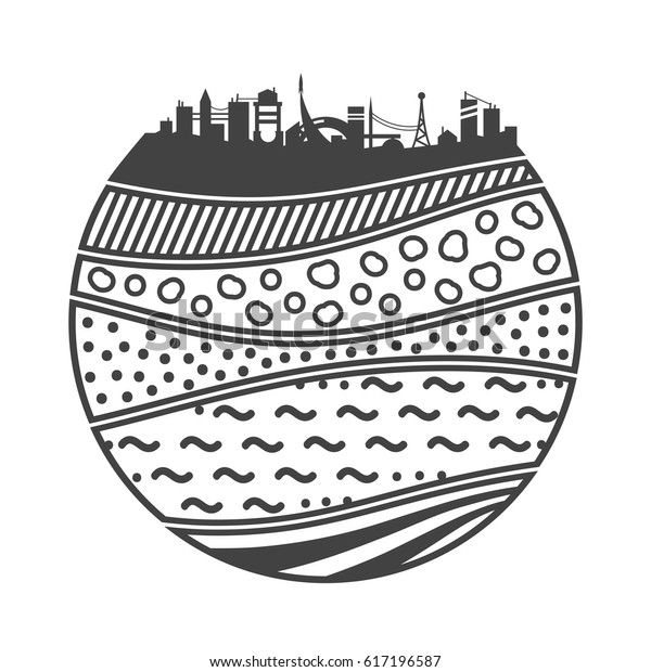 Download Simple City Silhouette Layers Earth Linear Stock Vector ...