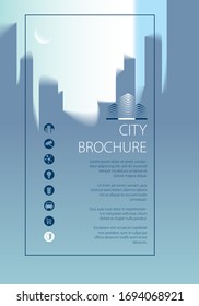 Simple city traveling tourist guide book. Brochure, flyer, cover, poster or guidebook template. Vector modern illustration.