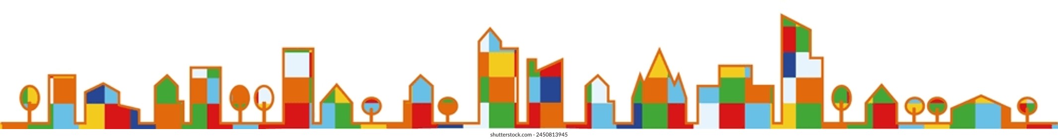 Fondo simple del paisaje urbano en los colores de la vitamina y del verano, Ilustración vectorial.