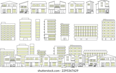 Simple cityscape building line drawing
