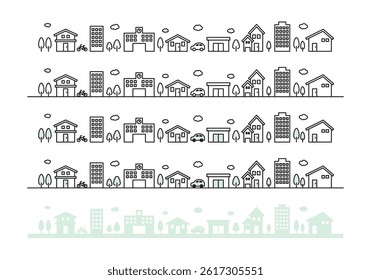 Simple cityscape vector illustration set