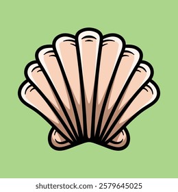 simple clam shell cartoon colored character isolated drawing line style sketch classic vintage design illustration