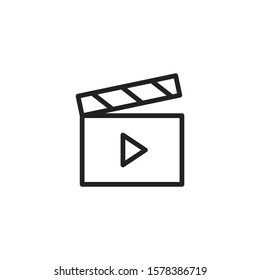 Simple clapper board line icon. Stroke pictogram. Vector illustration isolated on a white background. Premium quality symbol. Vector sign for mobile app and web sites.
