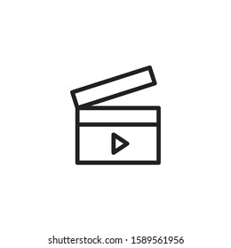 Simple clapper board line icon. Stroke pictogram. Vector illustration isolated on a white background. Premium quality symbol. Vector sign for mobile app and web sites.