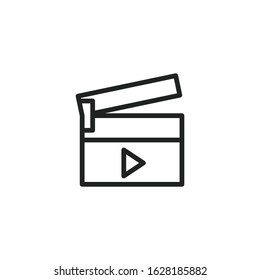 Simple clapper board line icon. Stroke pictogram. Vector illustration isolated on a white background. Premium quality symbol. Vector sign for mobile app and web sites.