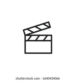Simple clapper board line icon. Stroke pictogram. Vector illustration isolated on a white background. Premium quality symbol. Vector sign for mobile app and web sites.