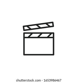 Simple clapper board line icon. Stroke pictogram. Vector illustration isolated on a white background. Premium quality symbol. Vector sign for mobile app and web sites.