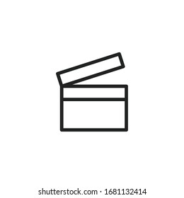 Simple clapper board line icon. Stroke pictogram. Vector illustration isolated on a white background. Premium quality symbol. Vector sign for mobile app and web sites.