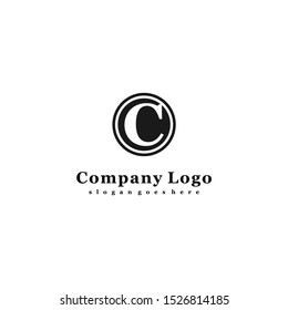 simple classic black circle C logotype isolated on white background design concept