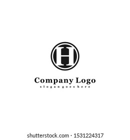 simple classic black circle H logotype isolated on white background design concept