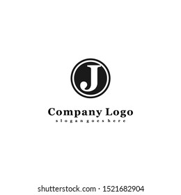 simple classic black circle J logotype isolated on white background design concept