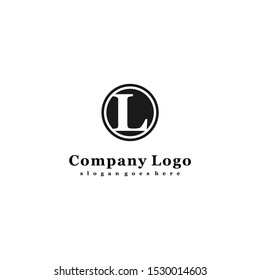 simple classic black circle L logotype isolated on white background design concept