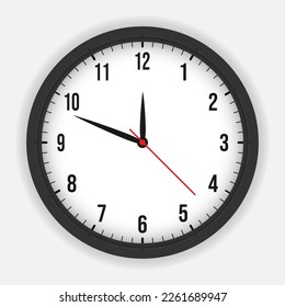 Simple reloj clásico de pared redonda en blanco y negro. - Vector.