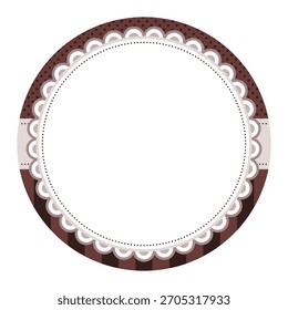 Simple Classic Brown and Beige Decorative Circular Frame Border Label Design